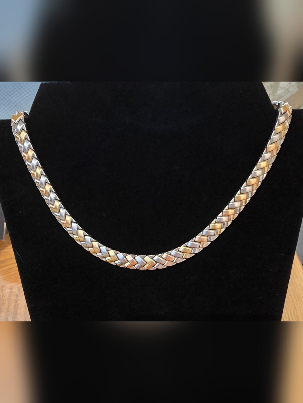 Tri-Tone Braided Chain Necklace - Women Jewelry